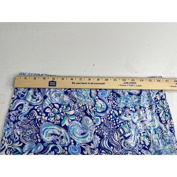 Lilly Pulitzer Blue Pink Paisley Straight Leg Pants Tie Waist Relaxed Stretch L - Picture 7 of 7